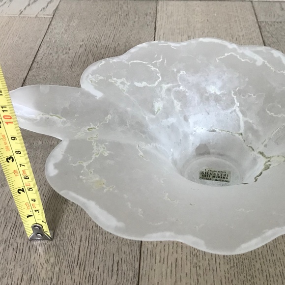 Vintage CREAZIONI SILVESTRI Arte Murano Crystal Frosted Glass Dish Bowl ITALY - Picture 4 of 5